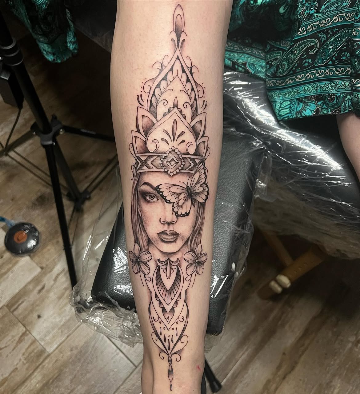 Aztec Queen - Tatuaje de Realismo e hiperdetalles